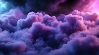 Dramatic cloudscape with vibrant purple and pink neon colors against dark sky creates mystical atmosphere for backgrounds and creative projects.