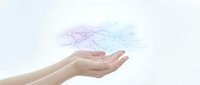 Abstract network connections floating above open hands on white background representing digital technology and data visualization concepts.