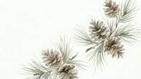 Watercolor pine branches with cones in neutral tones on white background. Natural botanical illustration for holiday decor and seasonal design projects.