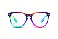 Stylish rainbow gradient eyeglasses frame isolated on white background, perfect for optical store advertising, fashion accessories and modern eyewear design projects.