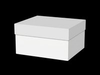 Blank white rectangular gift box with lid isolated on transparent background, ready for packaging design, branding mockups, product presentations, t-shirt designs, and print-on-demand projects.