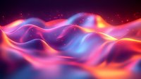Vibrant abstract waves in neon pink, purple, blue, and orange colors creating a dynamic flowing landscape against dark background for modern digital design.
