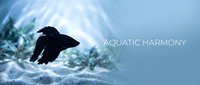 Silhouette of black betta fish swimming among flowing aquatic plants and bubbles in cool blue water, suitable for aquarium and pet care marketing materials.