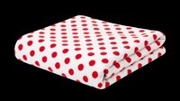 Folded white blanket with red polka dot pattern, isolated on transparent background. Ready for design use on t-shirts, clipart, stickers, print-on-demand products, and sublimation projects.