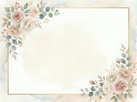 Watercolor floral frame with pink roses and eucalyptus leaves on cream background, suitable for wedding invitations, greeting cards, and stationery designs.
