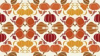Autumn harvest seamless pattern with pumpkins and fall leaves in warm orange tones, perfect for seasonal decorations and textile designs.