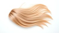 Flowing blonde hair strands isolated on white background, smooth wavy texture with natural highlights and movement. Ready for beauty and hair care designs.