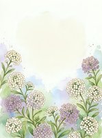 Watercolor floral border with white and purple flowers on pastel background for spring greeting cards and wedding invitations.