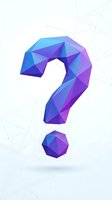Low poly question mark in blue and purple gradient with geometric facets on a light background with network lines, for tech and FAQ designs.