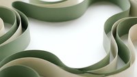 Rolled paper strips in sage green and cream tones arranged on white background, suitable for design projects, packaging mockups, and creative compositions.