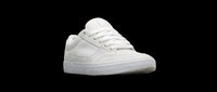 White low-top sneaker isolated on transparent background, ready for design use in t-shirt prints, stickers, clipart, sublimation, and print on demand projects.