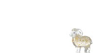 Isolated sheep figurine with cream and gold speckled finish on white background, ready for design projects, merchandise, and decorative applications.