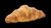 Freshly baked croissant with golden, flaky layers isolated on transparent background. Ready for bakery designs, food packaging, menus, t-shirts, and print-on-demand products.