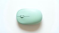 Mint green wireless computer mouse isolated on white background, modern minimalist design for tech, office, and productivity concepts.