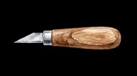 Wood handle craft knife with metal blade isolated on transparent background, ready for clipart, t-shirt design, print-on-demand products, stickers, and sublimation projects.