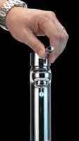 Male hand with watch adjusting chrome faucet handle isolated on transparent background. Ready for design use on t-shirts, clipart, stickers, print-on-demand products, and sublimation projects.