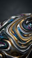 Abstract liquid metal swirls with rainbow iridescent colors flowing in dynamic waves against dark background for modern digital art and creative projects.