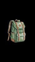 Vintage green canvas backpack with brown leather straps and accents, isolated on transparent background. Ready for t-shirt designs, clipart, stickers, print-on-demand products, and sublimation projects.