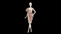 Elegant female mannequin wearing draped rose gold fabric bow on transparent background. Ready for fashion design, clothing mockups, t-shirt designs, and print-on-demand products.