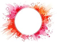 Watercolor heart frame with pink and red splashes, romantic border design for Valentine's Day cards, wedding invitations and love-themed projects.