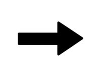 Black arrow pointing right isolated on white background for web design, presentations and user interface elements.