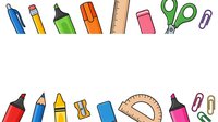Colorful school and office supplies including markers, pencils, scissors, ruler, eraser, and clips isolated on white background for design projects.