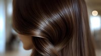 Silky smooth brown hair with natural highlights flowing in gentle waves, showcasing healthy, well-maintained locks and professional hair care styling results.