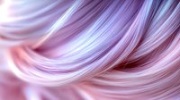 Flowing silky strands in soft pink and lavender create dreamy abstract waves and curves with gentle light effects, suitable for beauty and wellness backgrounds.