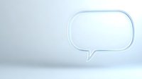 Minimalist speech bubble outline on clean white background with soft shadows for communication and messaging design projects.