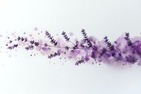 Delicate watercolor lavender branch with purple splashes and dots on white background, botanical art style composition for wellness and spa designs.