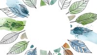 Watercolor leaves frame with hand-drawn botanical elements in green and blue tones. Natural border design for invitations, cards and decorative projects.