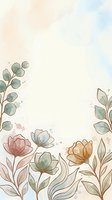 Soft watercolor floral frame with pastel flowers and leaves on a light background, perfect for cards, invitations, and social media posts.