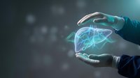 Businessman hands protecting glowing brain with neural network connections representing artificial intelligence and mental health care innovation.