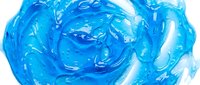 Bright blue gel or slime texture with glossy, translucent swirls and bubbles, isolated on white background for design and creative projects.