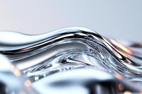Abstract liquid metal wave formation with smooth curved surface and dynamic flow, creating modern minimalist art composition in silver and light blue tones.