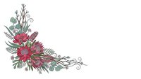 Elegant floral corner border with red flowers and green foliage on white background, isolated for greeting cards, invitations and decorative designs.