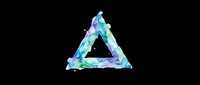 Watercolor triangle shape in blue, green, and purple tones, isolated on transparent background. Ready for stickers, t-shirt design, clipart, and print on demand use.