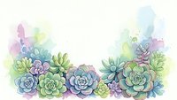 Watercolor succulent plants arrangement with soft pastel colors on white background for botanical design projects and natural decor elements.