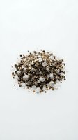 Mixed peppercorns and sea salt crystals pile isolated on white background for culinary seasoning and cooking ingredient applications.
