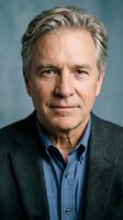 Mature Caucasian male with gray hair wearing casual business attire against neutral backdrop. Suitable for corporate, professional, and editorial applications.