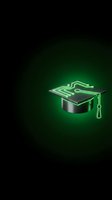 Graduation cap with glowing green circuit board design on dark background, symbolizing technology education, digital learning, and innovation in academic programs.