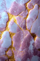 Pink marble texture with golden veins and cracks creating luxurious abstract pattern. Elegant natural stone surface with metallic accents for luxury design.