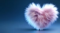 Fluffy pink heart-shaped fur on dark blue background with soft shadow effect, romantic symbol for valentines day and love expression designs.