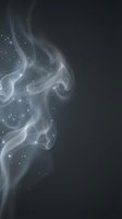 Ethereal white smoke wisps with glowing particles flowing on dark background, suitable for overlays, motion graphics, and digital design projects.