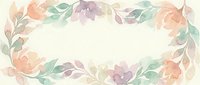 Watercolor floral frame with soft pastel flowers and leaves creating elegant border on cream background for wedding invitations and romantic designs.