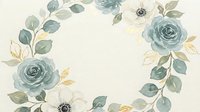 Watercolor floral frame with sage green roses and eucalyptus leaves on cream background for wedding invitations, greeting cards and romantic designs.