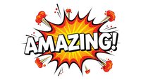 Comic book style explosion burst with Amazing text in bold letters on white background. Pop art speech bubble with dynamic action lines and vibrant colors.
