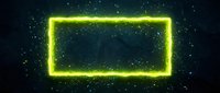 Neon yellow glowing rectangular frame with particles on dark background, suitable for digital design, gaming, tech presentations, and modern graphic overlays.