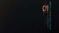 Binary code and orange number one on dark background, digital technology concept for software development and programming. Minimalist tech design.