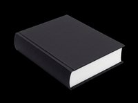 Closed black book with white pages isolated on transparent background, ready for clipart, t-shirt design, print-on-demand products, stickers, and sublimation projects.